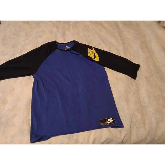 Nike Mens XL Blue & Black Raglan Sleeve T-Shirt Cotton - Picture 1 of 7